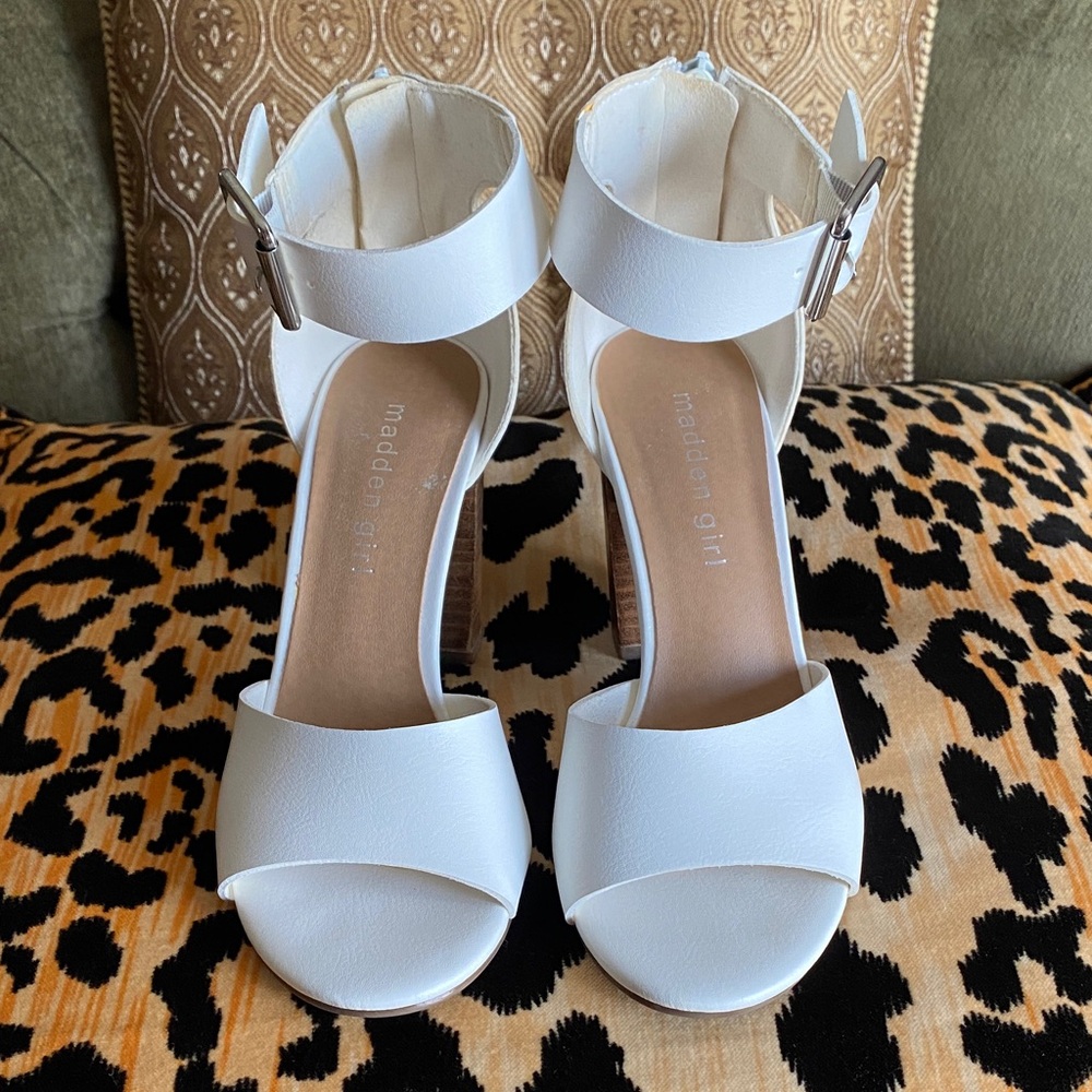Madden Girl White Strappy Heels